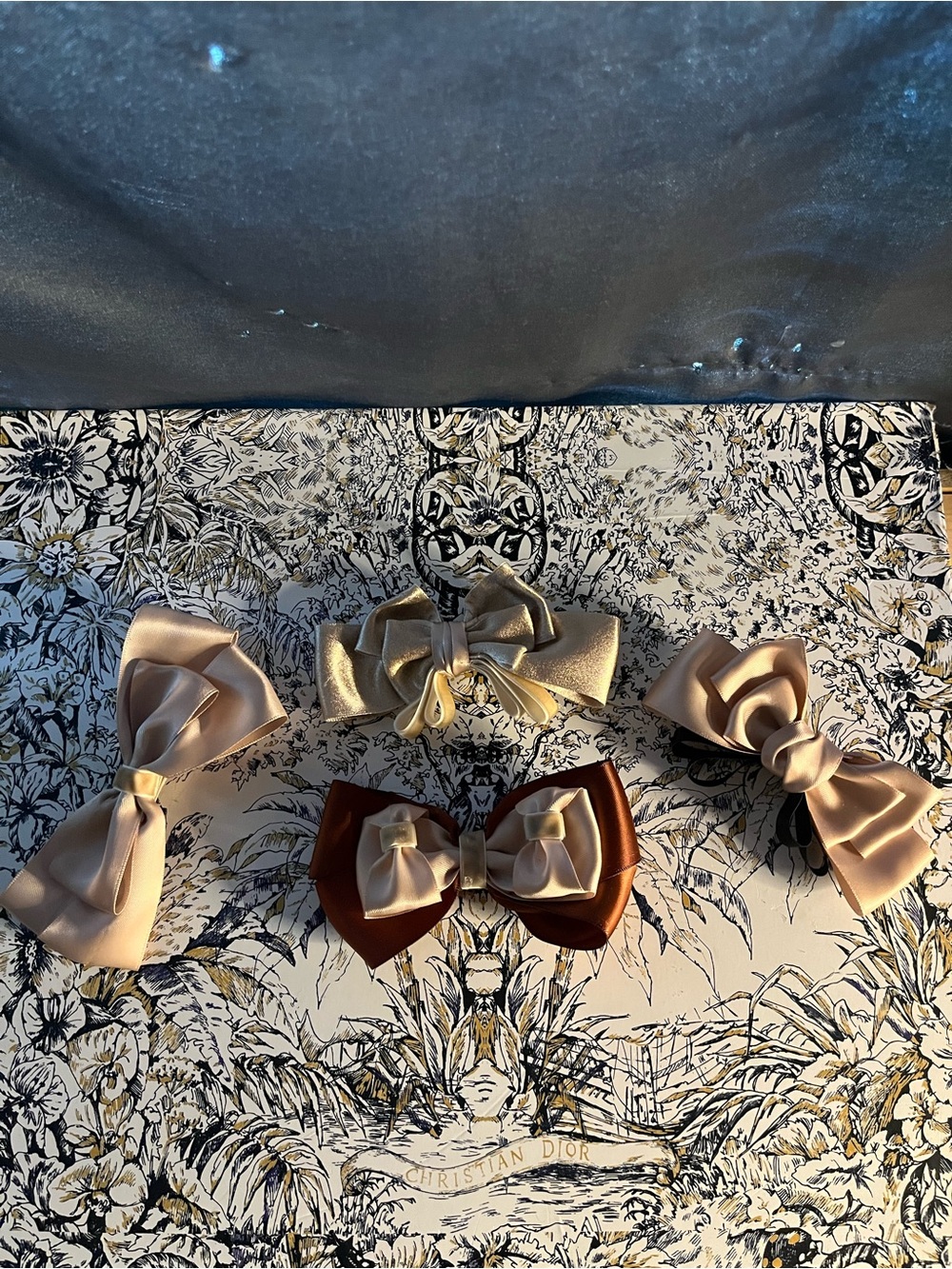 Handmade Kids Satin Bows Hair Clips - Cream, Gold, Brown
